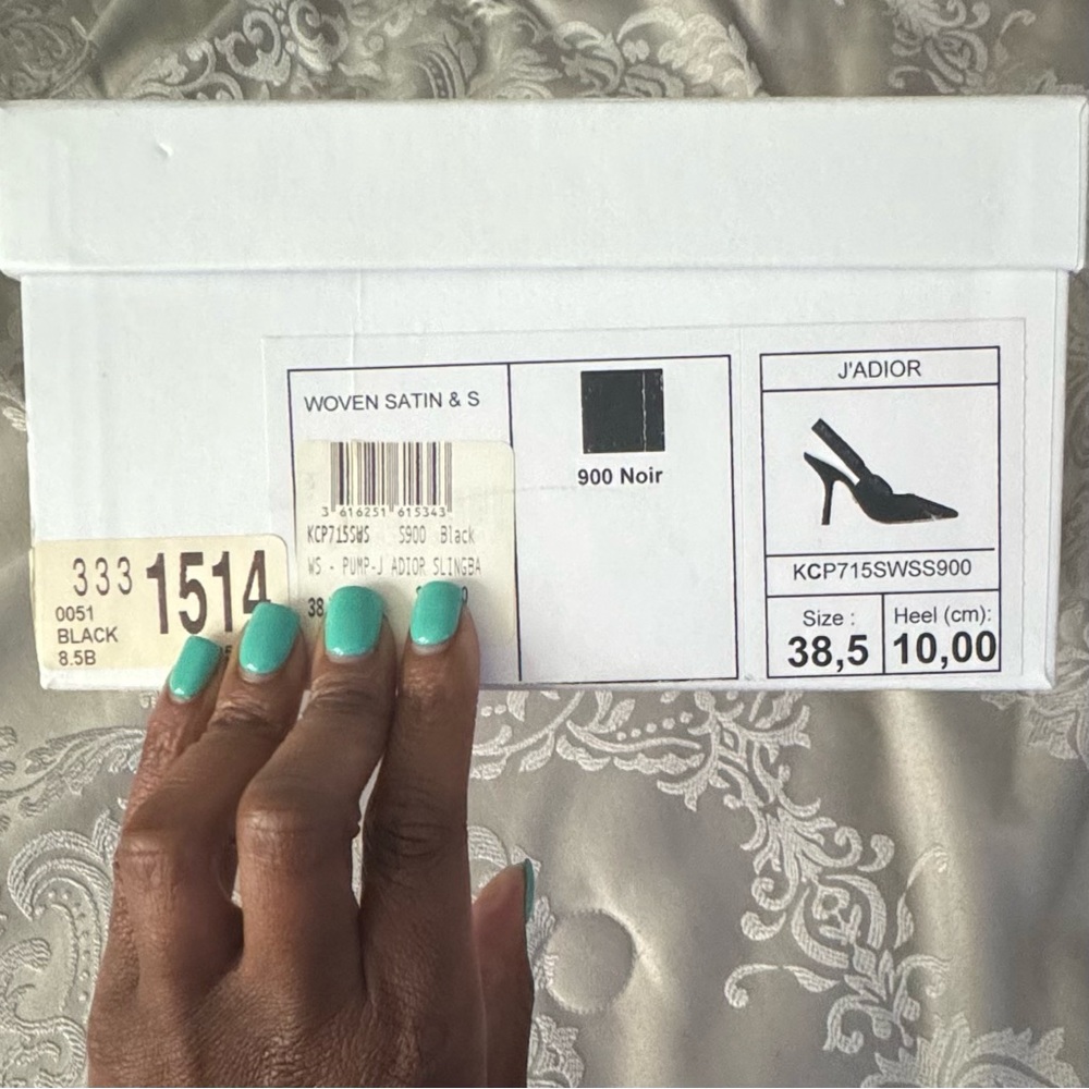 DIOR J'Adior Black Woven Satin Slingbacks size 38 1/2 EU/8.5 US (New in Box) - Picture 10 of 10